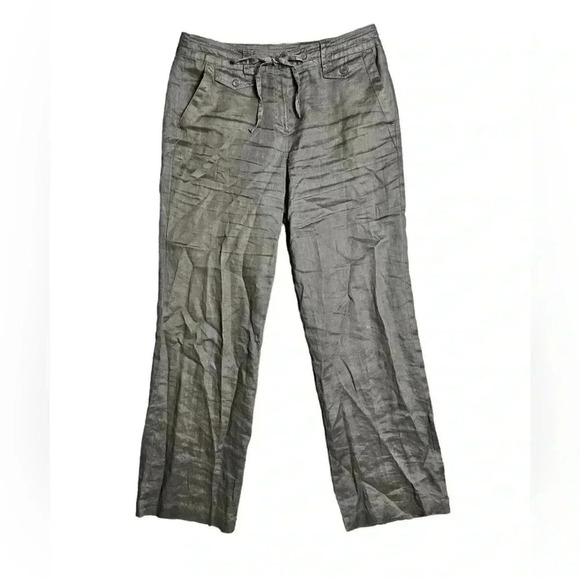 Sandro Pants - Sandro Womens Taupe Gray Linen Casual Wide Leg Pants Size 8